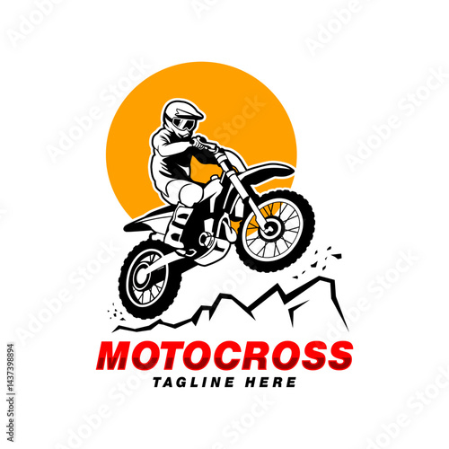 vector motocross rider logo design illustration