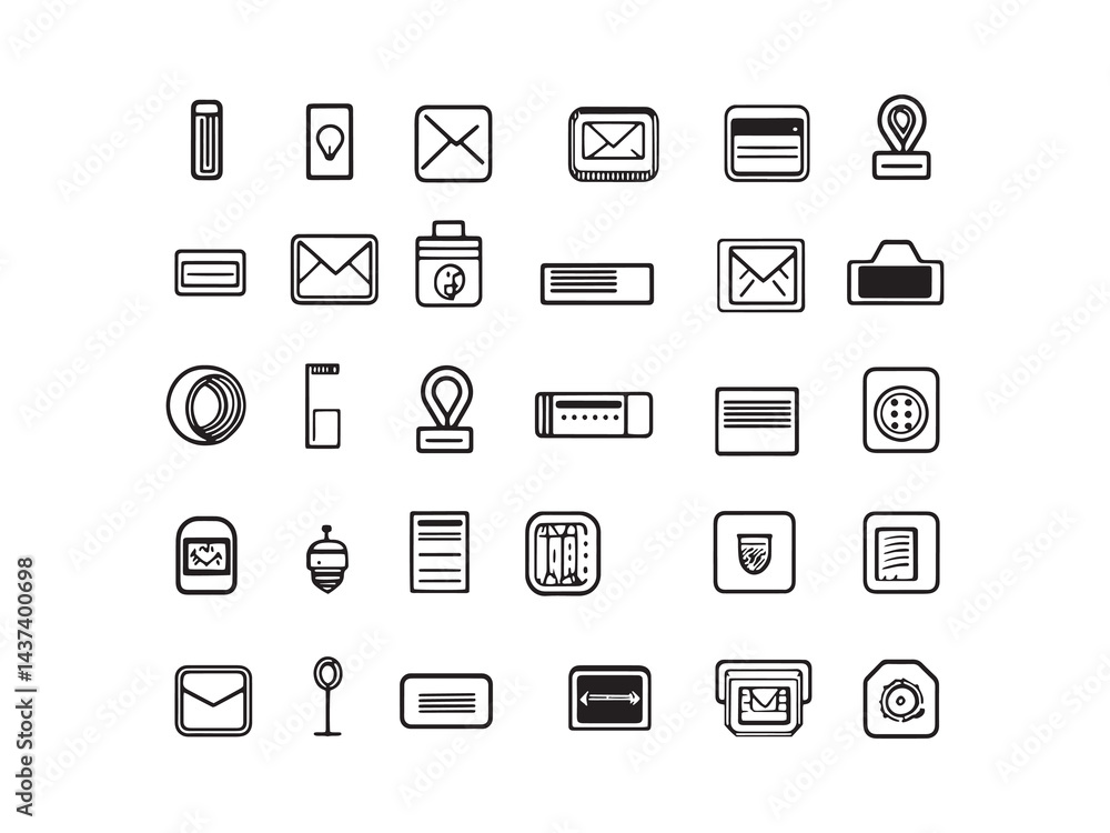 Office Stamp art icon elegant line drawing for office Office Stamp art icon elegant line drawing for office