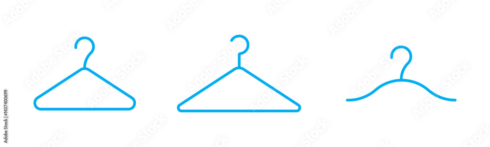 Vector Design Clothes Hanger Icon Style. Blue towel hanger vector icon set. Cloth hanger blue icon set, Hanger for cloakroom or closet. Blue Hang for coat, shirt or suit, towel. Hook sale logo. Vector Design Clothes Hanger Icon Style. Blue towel hanger vector icon set. Cloth hanger blue icon set, Hanger for cloakroom or closet. Blue Hang for coat, shirt or suit, towel. Hook sale logo.