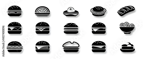 Icon sheet, simple shapes, Burger icons
