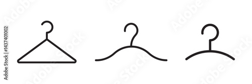 Vector Design Clothes Hanger Icon Style. towel hanger vector icon set. Cloth hanger icon set, Hanger for cloakroom or closet. Hang for coat, shirt or suit, towel. Hook sale logo. scarf on hanger 