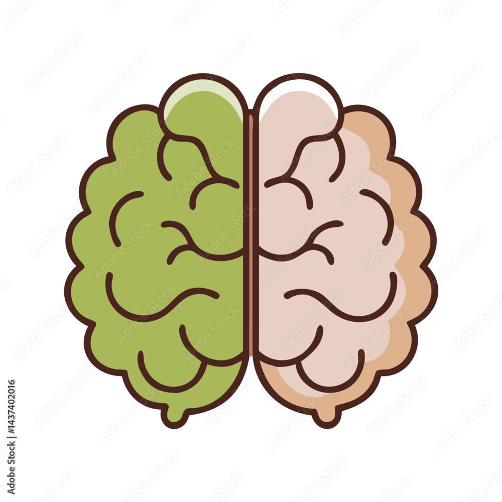 Fototapeta premium Brain illustration representing cognitive functions in vibrant colors 