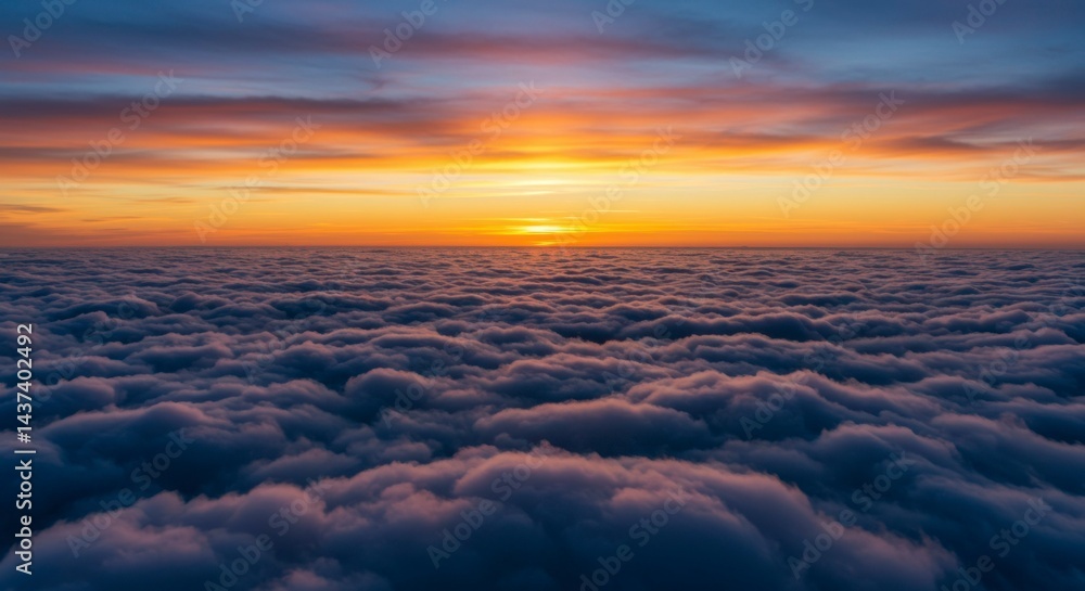 Aerial view of a vast cloud sea at sunrise Aerial view of a vast cloud sea at sunrise