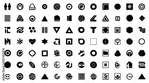 Icon sheet, simple shapes, Crowdsource Network icons