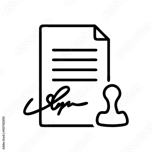 Document with Signature and Stamp  