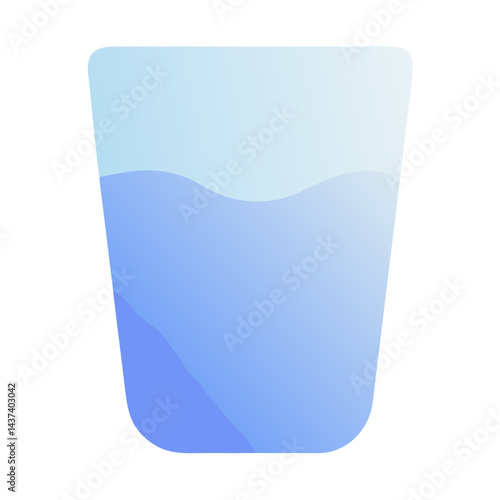 Glass of water with gentle waves in soft blue gradient  