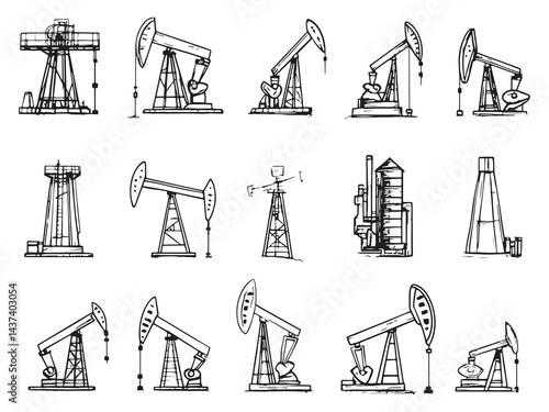 Oil Power art icon creative electric power concept
