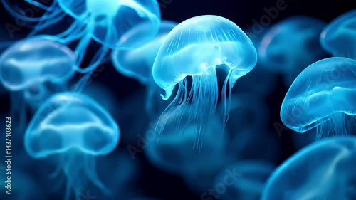 The motion of jellyfish in the ocean background