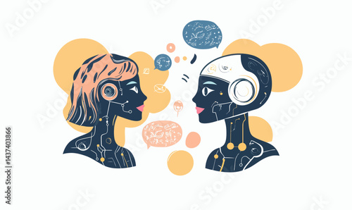 AI Chatbot Illustration: Neural Network Concept in ChatGPT Style for Technology Discussions