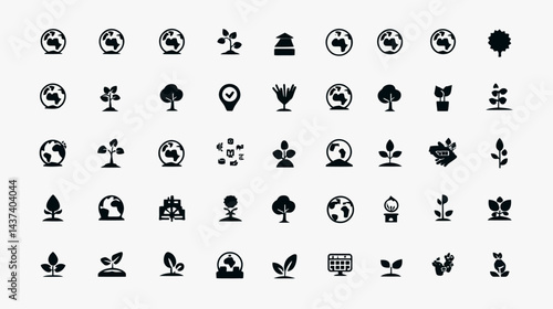 Wallpaper Mural Icon sheet, simple shapes, Earth with Plant icons Torontodigital.ca