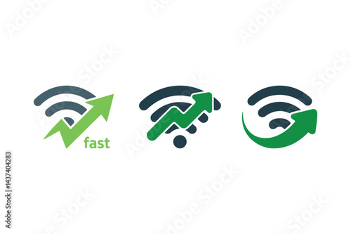 Fast iinternet icon wifi and upward arrow