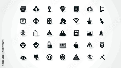 Icon sheet, simple shapes, Ethical Hacking Icon icons