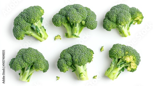 Brocolli in a white background top view
