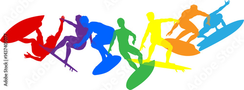 Surfers Surfing on Surf Boa...