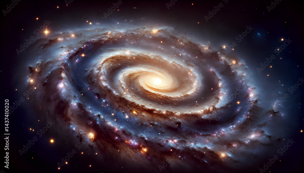 Das Herz einer spiralförmigen Galaxie in majestätischer Bewegung