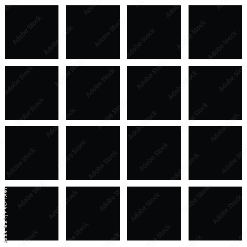 Black fill, no stroke. Square divided in 36 parts, into ninths. 6x6 grid. Isolated illustration, white background. Asset for overlay, montage, collage, presentation. Business concept. EPS 20 . Black fill, no stroke. Square divided in 36 parts, into ninths. 6x6 grid. Isolated illustration, white background. Asset for overlay, montage, collage, presentation. Business concept. EPS 20 .