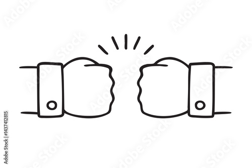 fist bump doodle hand drawn icon. Outline drawing fist bump line clipart symbol