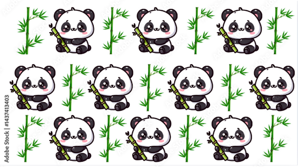 Obraz premium panda bear cartoon set