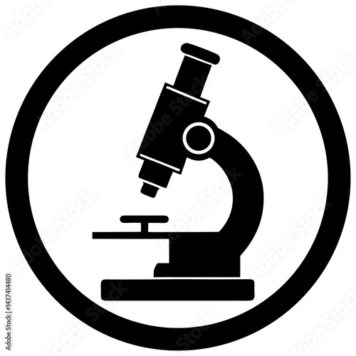 Microscope Icon In Circle Frame For Science And Medical Visuals