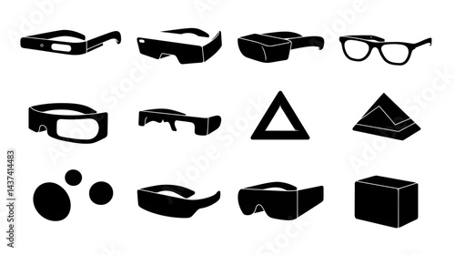 Icon sheet, simple shapes, Smart Glasses icons