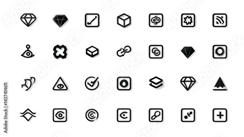 Icon sheet, simple shapes, Smart Contract icons