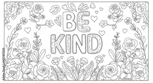 Be Kind Message Outline Coloring Activity for Kids
