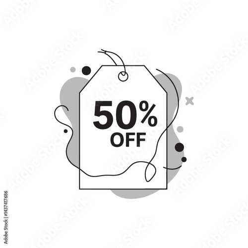  Fifty percent off sale tag modern design great discount offer