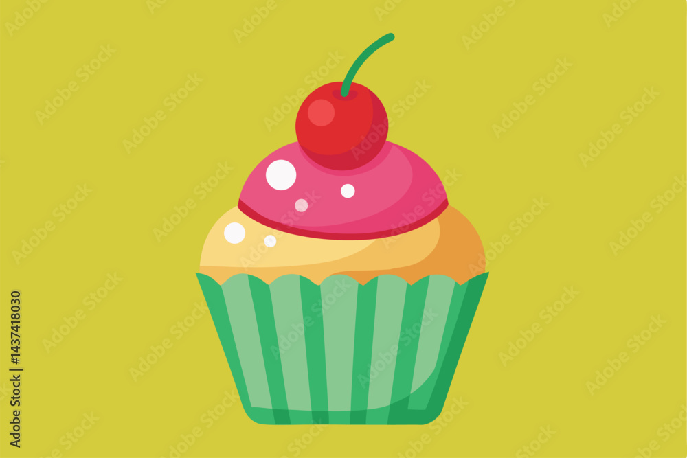 Isolated Cupcake with Cherry Vector Illustration Isolated Cupcake with Cherry Vector Illustration