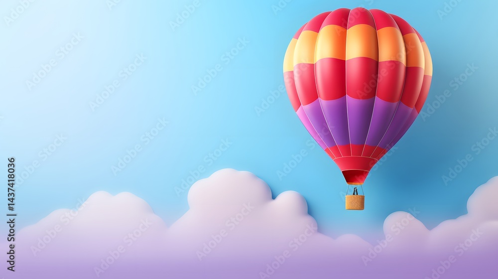 Fototapeta premium Captivating Hot Air Balloon Escapade Featuring a Kaleidoscopic Palette Over a Majestic Sky | Generative AI