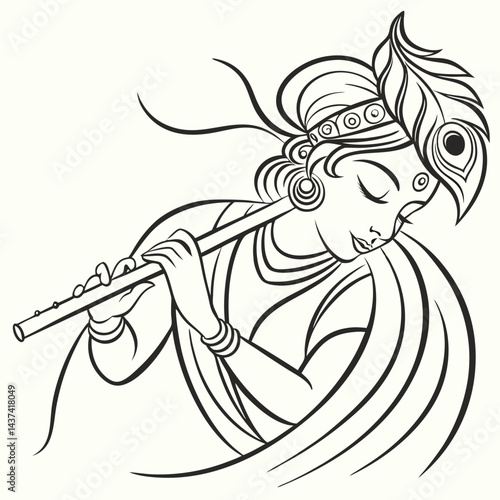 Graceful Lord Krishna Vector Art