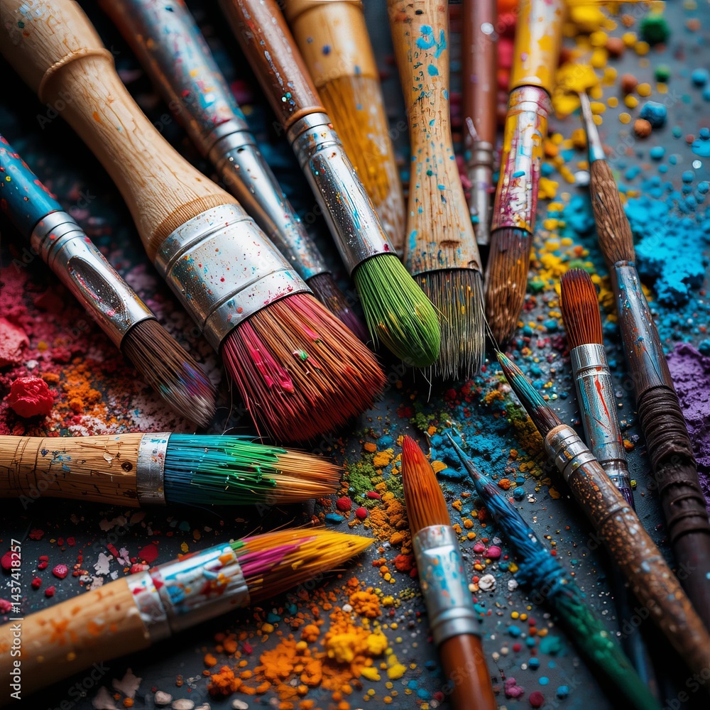 Fototapeta premium colorful paint brushes