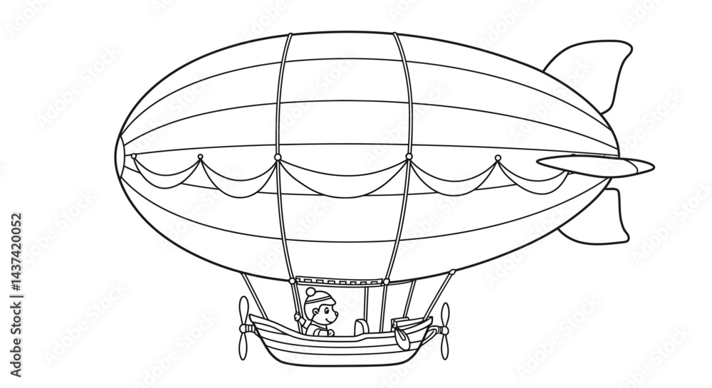 Friendly Blimp Airship Outline with Simple Gondola Lighter Than Air Coloring Friendly Blimp Airship Outline with Simple Gondola Lighter Than Air Coloring
