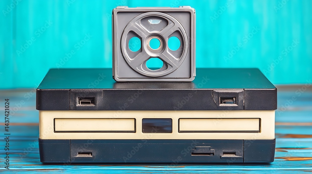 Obraz premium Vintage computer storage devices floppy disk and cassette