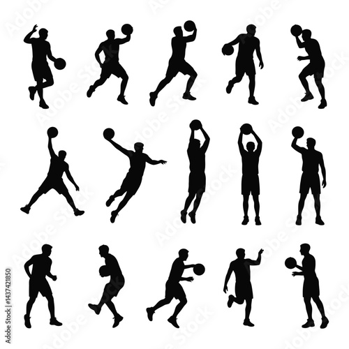 Wallpaper Mural Basketball Player Silhouettes - Action Poses Collection Torontodigital.ca