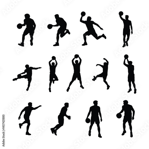 Wallpaper Mural Basketball Player Silhouettes - Action Poses Collection Torontodigital.ca