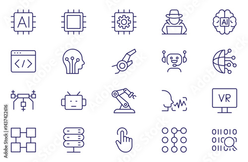 Artificial Intelligence Line Icons. Editable Stroke Vector Icons Collection.