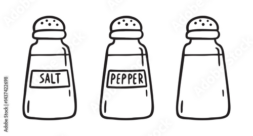  jar for salt or pepper. salt shaker and pepper shaker doodle hand drawn icon. Outline drawing jar for salt or pepper line clipart symbol