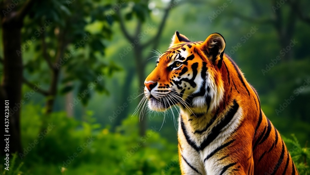Obraz premium Beautiful Bengal Tiger in Lush Green Habitat