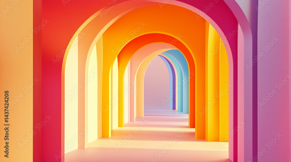 Fototapeta premium colourful entrance in modern minimalist style for wallpaper