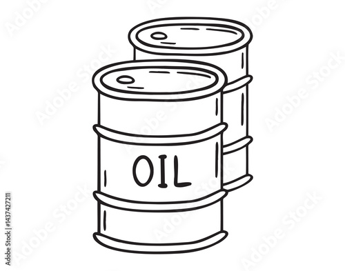 oil barrel doodle hand drawn icon. Outline drawing oil barrel line clipart symbol