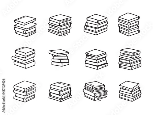 Paper Stack line art icon geometric drawing concept