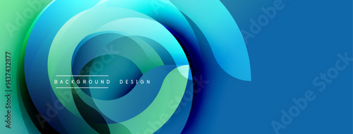 Abstract swirling shapes, vibrant blues, greens. Modern design, smooth gradients create dynamic visual effect. Background element.