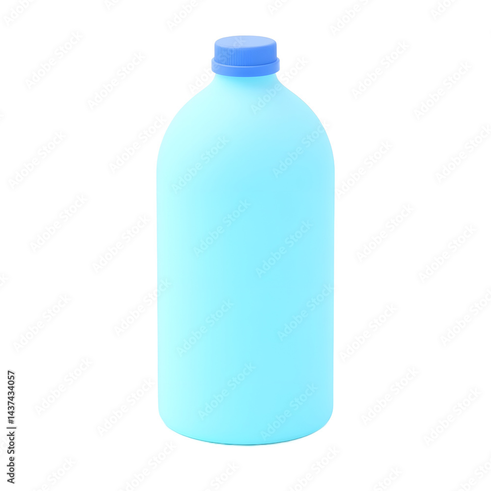 Standing blue bottle container on white background for storage or liquid Standing blue bottle container on white background for storage or liquid