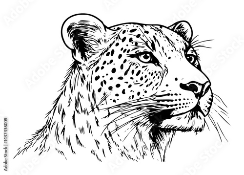 leopard head detailed sketch illustration