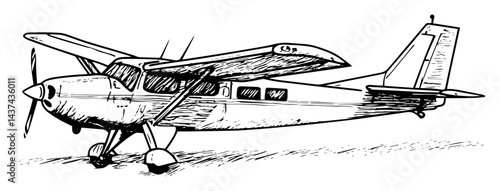 small propeller airplane sketch illustration