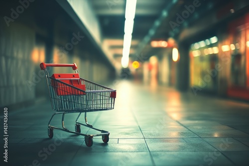 Wallpaper Mural Empty shopping cart in an underground shopping center Torontodigital.ca