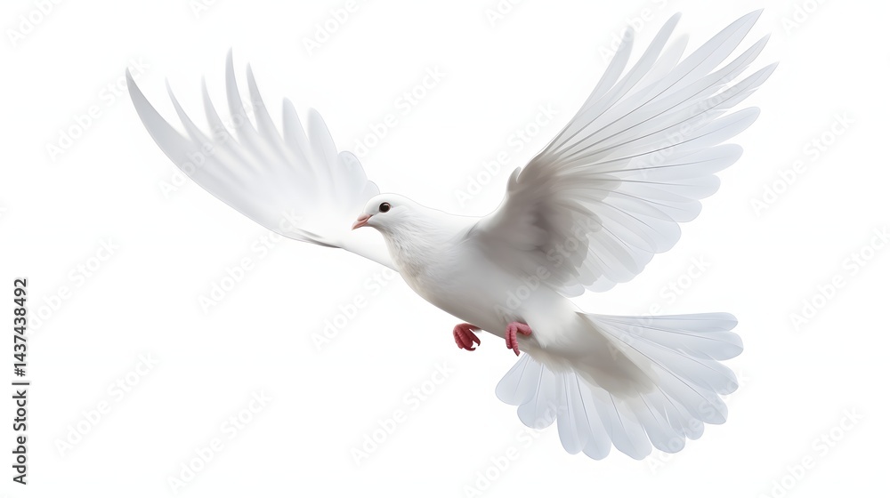 A white bird with red feet flies in the air A white bird with red feet flies in the air