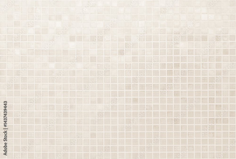 Cream light ceramic wall chequered and floor tiles mosaic background in bathroom, kitchen. Design pattern geometric with grid wallpaper texture decoration pool. Simple seamless abstract surface clean. Cream light ceramic wall chequered and floor tiles mosaic background in bathroom, kitchen. Design pattern geometric with grid wallpaper texture decoration pool. Simple seamless abstract surface clean.