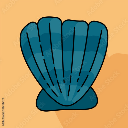 Fun and creative summer beach illustration with hand drawn oyster and Marine mollusks doodles. Can be used for children's books, posters, brochures, coloring books, education and learning