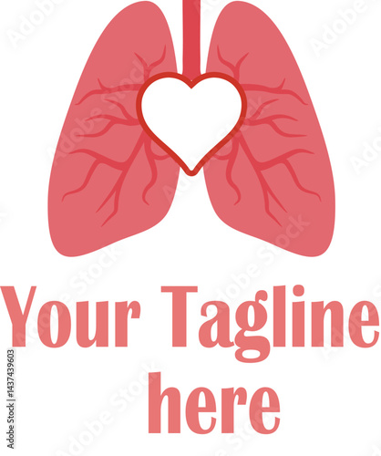 Anatomical Lungs and Heart Illustration - Detailed Medical Diagram for Respiratory & Cardiovascular Health